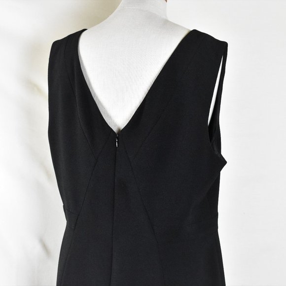 ADRIANNA PAPELL Dress 16 Black Lined Sleeveless Back Zipper V Cut Neck Line - Picture 4 of 6